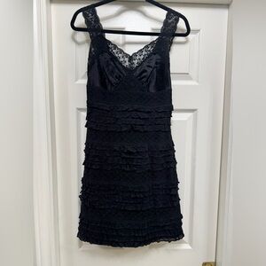 Betsey Johnson Elegant Black Lace Ruffle Dress